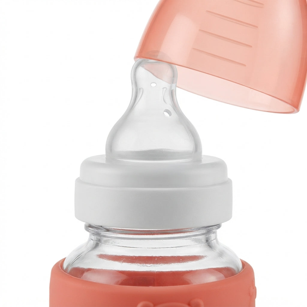 BABY GLASS FEEDER BEAR ORANGE YES