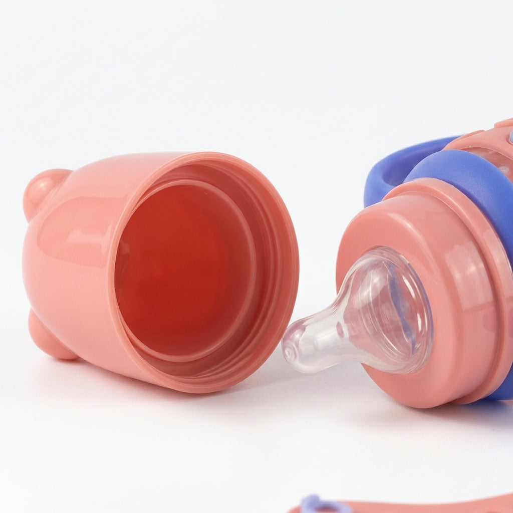 BABY GLASS FEEDER SILICONE COVERED SKIN