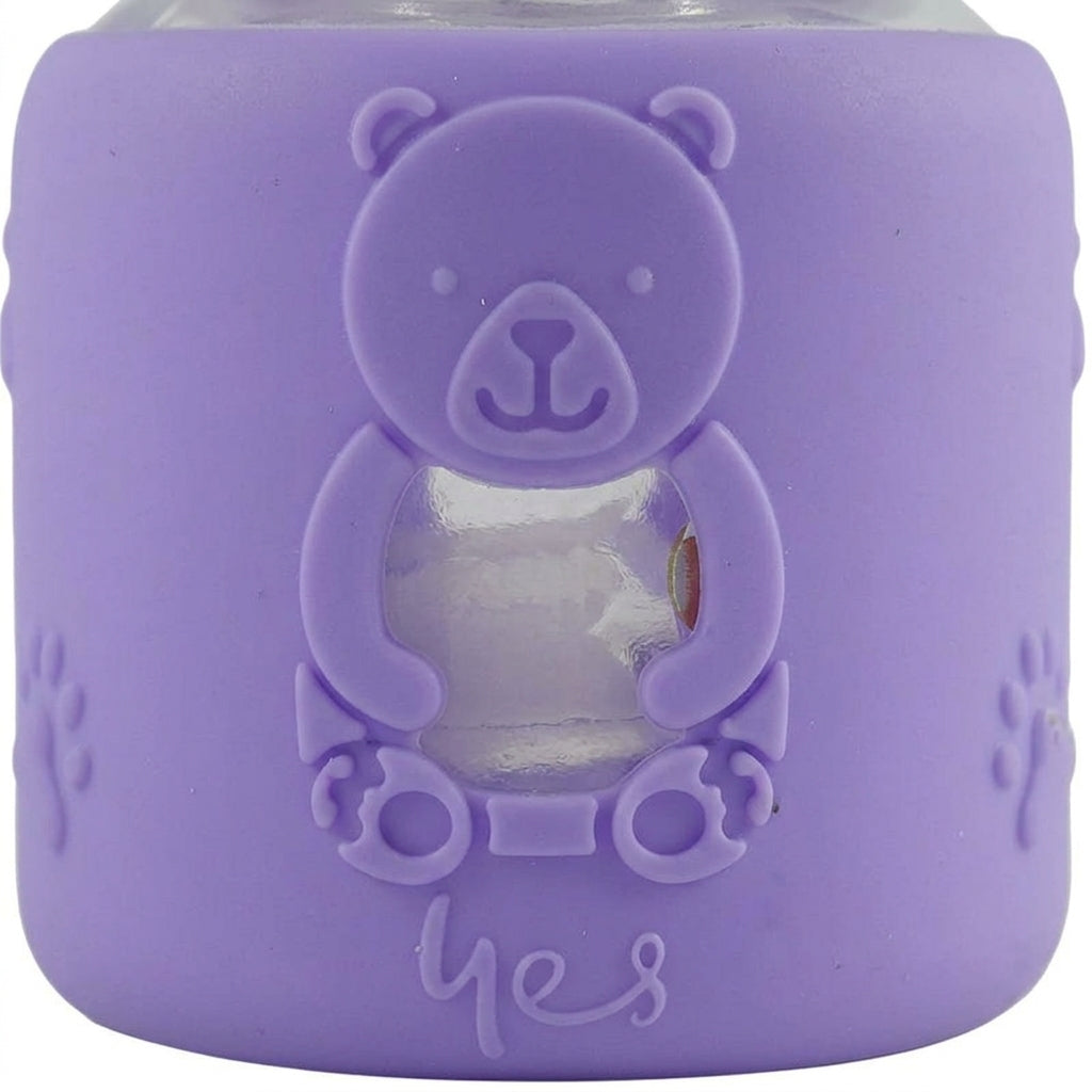 BABY GLASS FEEDER BEAR PURPLE YES