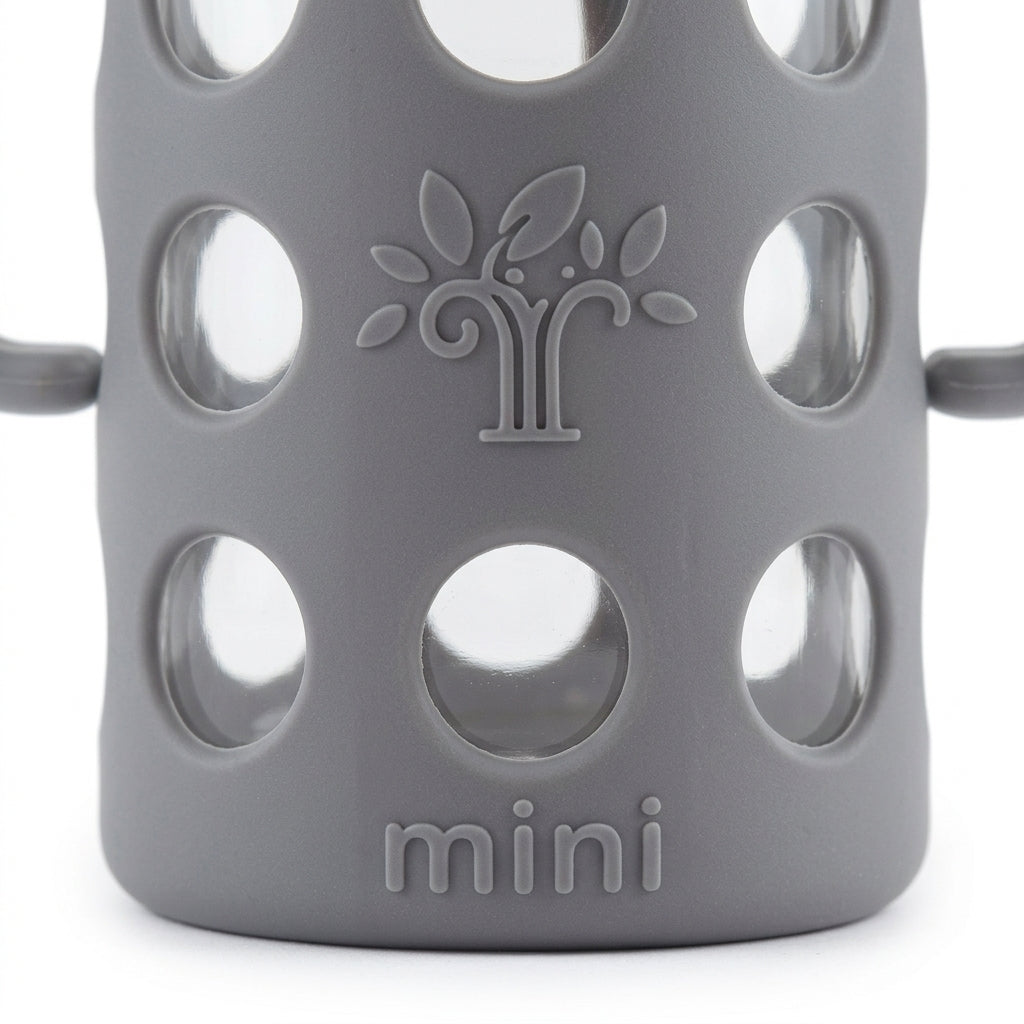 BABY GLASS FEEDER SILICONE COVERED PURPLE