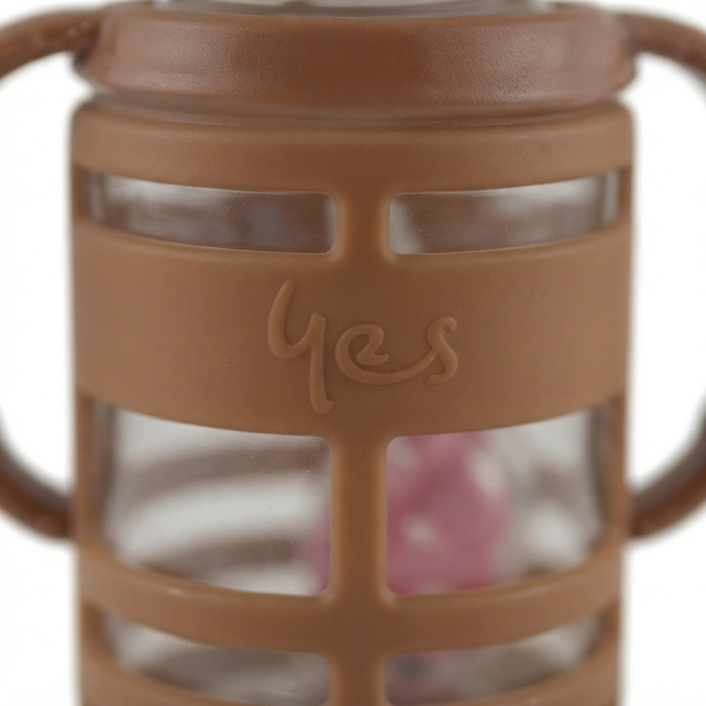 BABY GLASS FEEDER STAR CAP BROWN YES