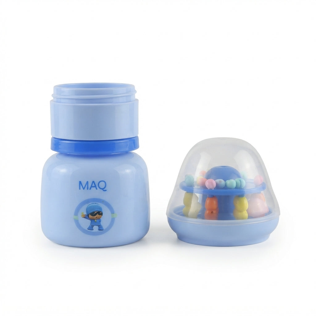 BABY FEEDING BOTTLE RATTLE CAP BLUE MAQ