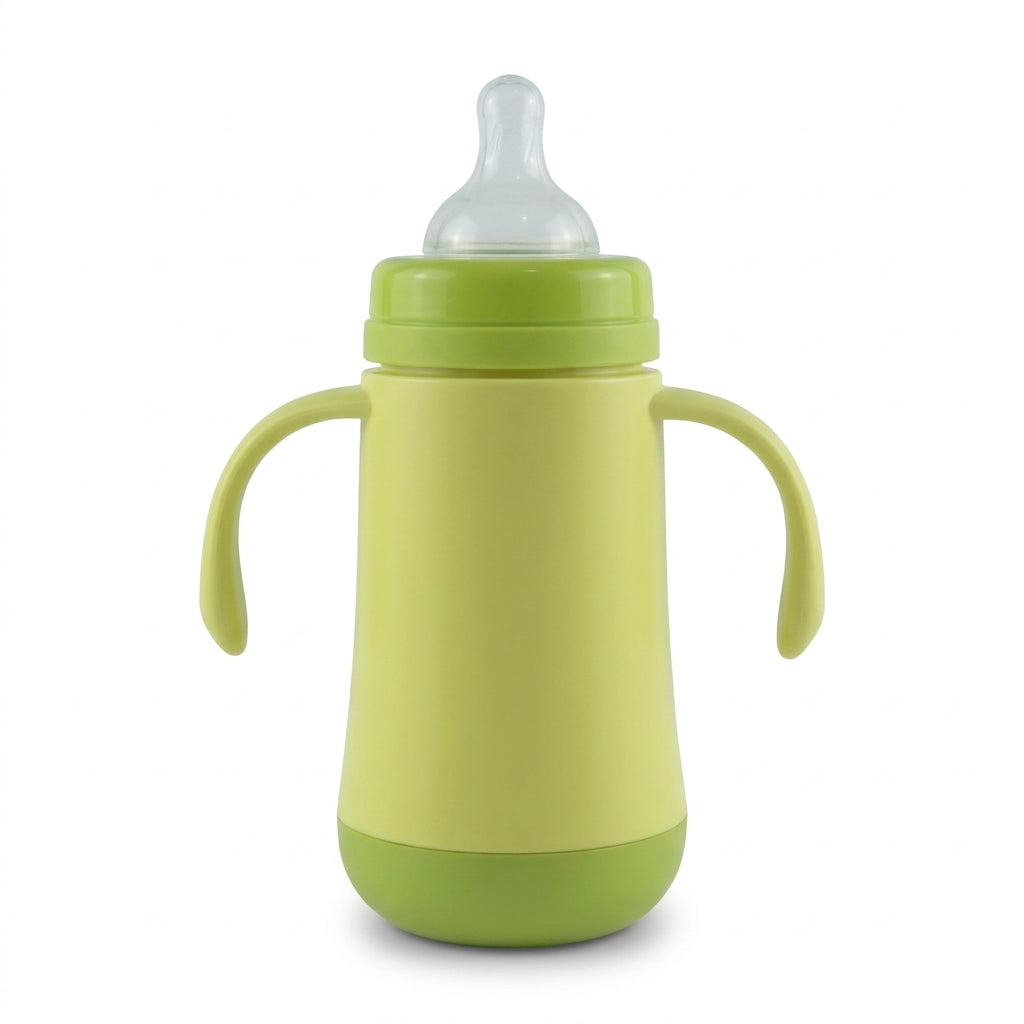 BABY GLASS FEEDER 210ML CAT GREEN