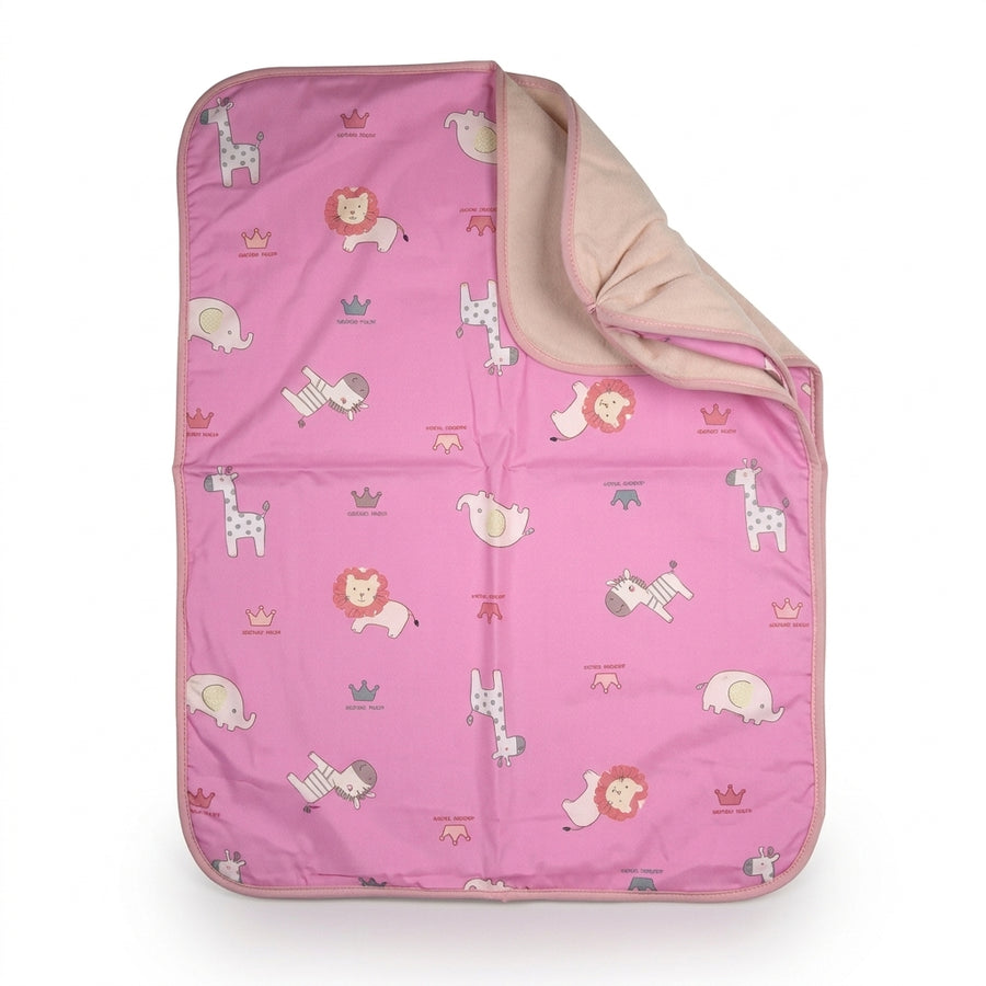 BABY CHANGING SHEET IMP COTTON ANIMAL PINK LARGE