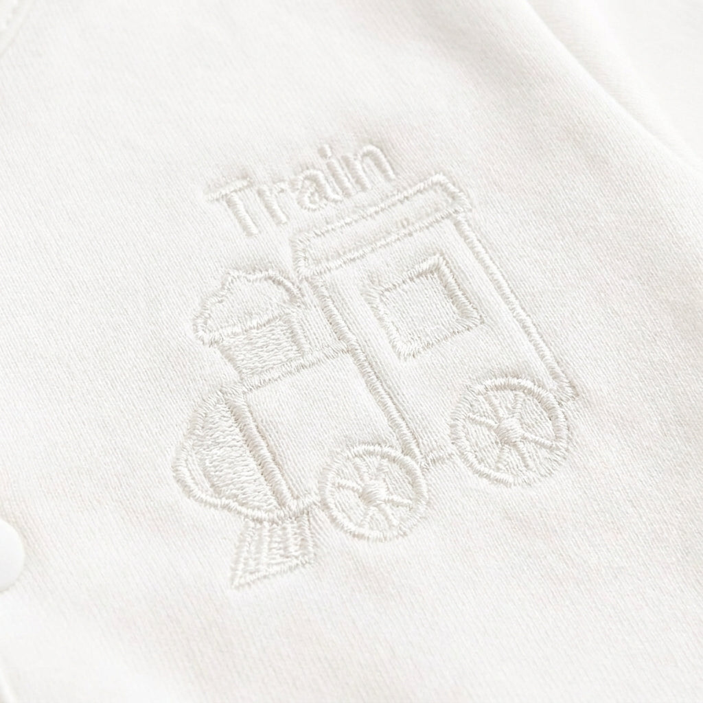 BABY SUIT 5 PIECES SET WHITE COLOR KOTRAI TRAIN