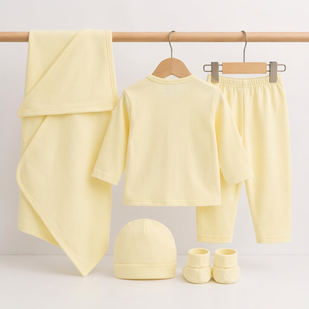 BABY STARTER SET 5 PIECES KOTRAI EMB PENGUIN YELLOW