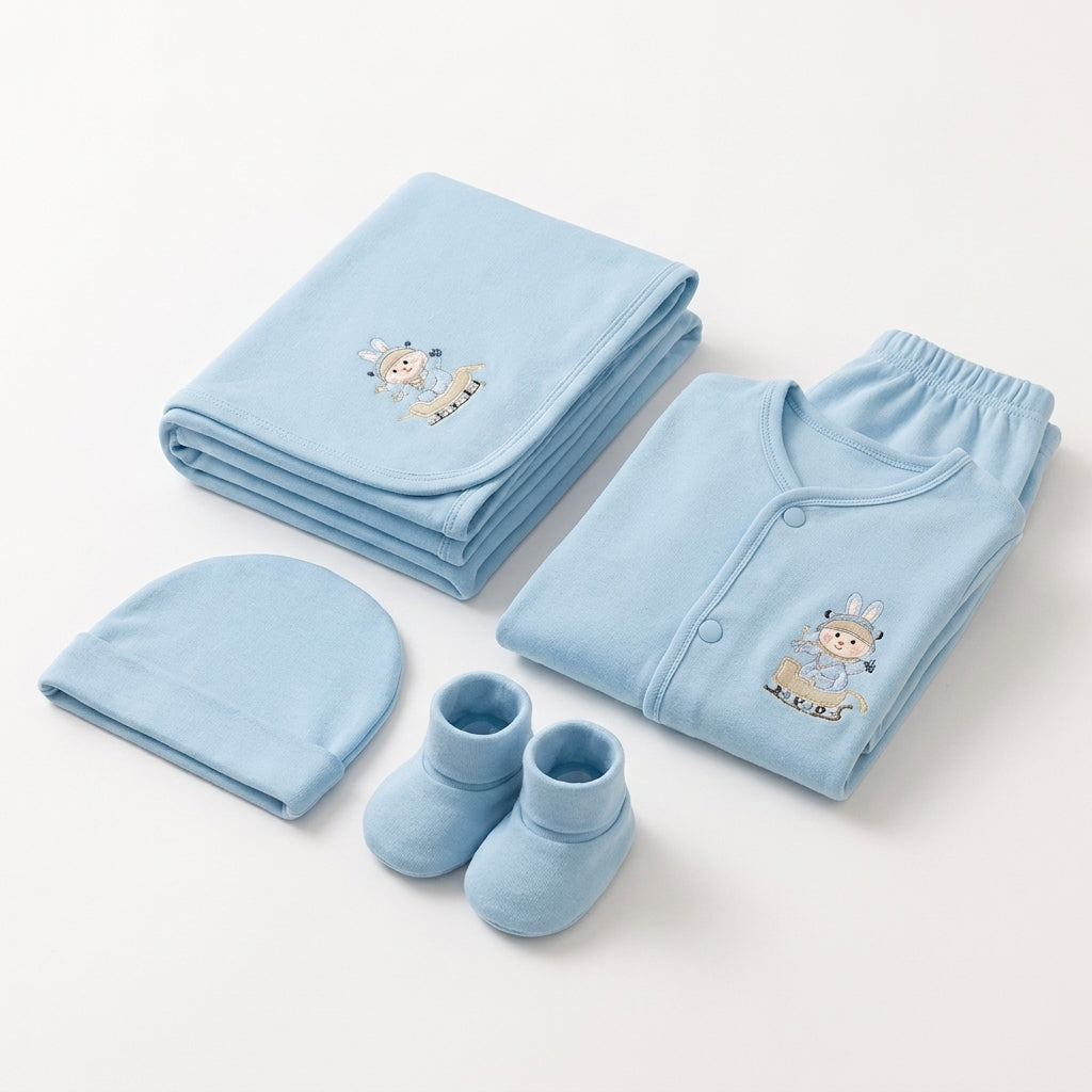 BABY STARTER SET 5 PIECES KOTRAI EMB PENGUIN MINT