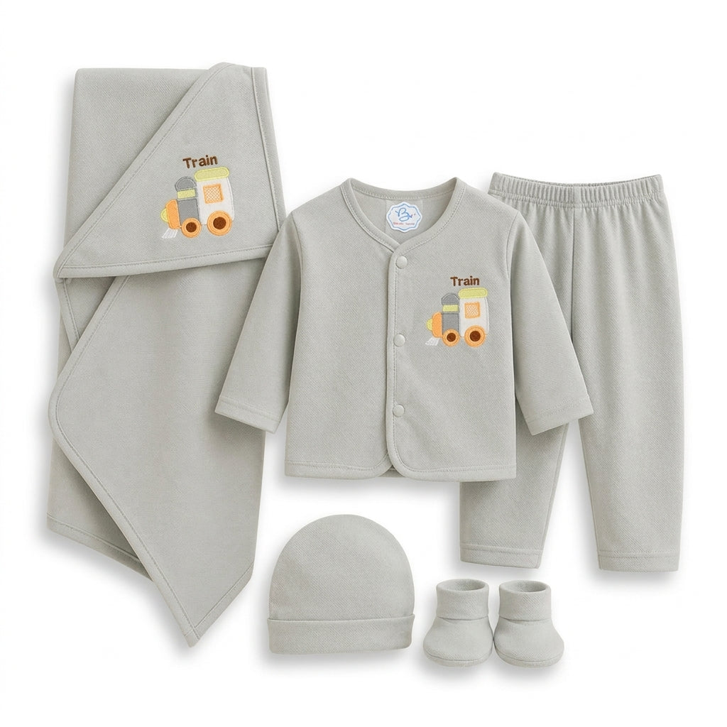 BABY SUIT 5 PIECES SET GREY COLOR KOTRAI
