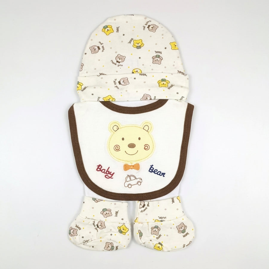 BABY CAP SET 3PCS BEAR BROWN