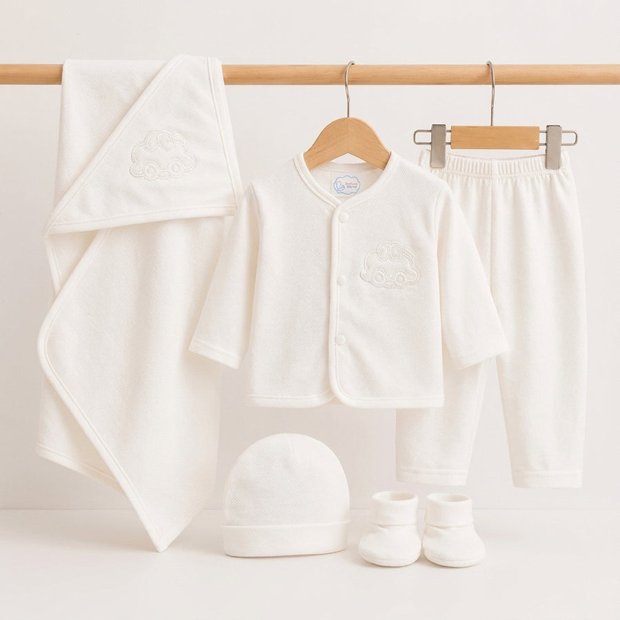 BABY SUIT 5 PIECES SET WHITE COLOR KOTRAI CAR