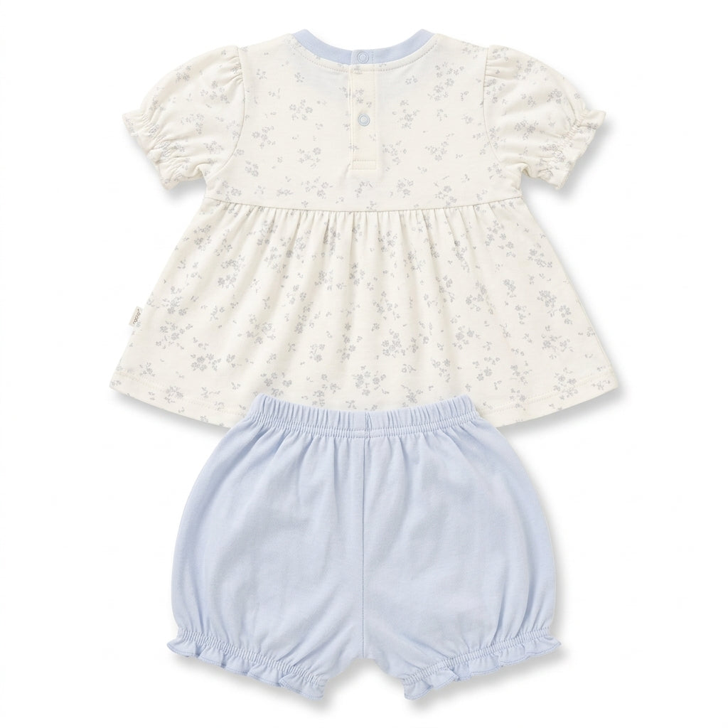 IMPORTED PREMIUM BABY GIRLS SOFT SUMMER SET WHITE FLORAL FROCK STYLE TOP & BLOOMER