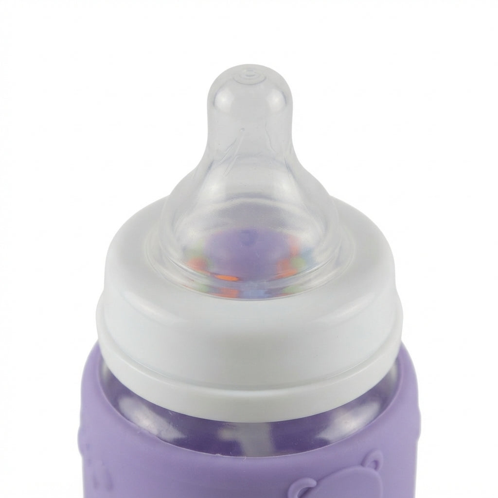 BABY GLASS FEEDER PURPLE RATTLE CAP YES