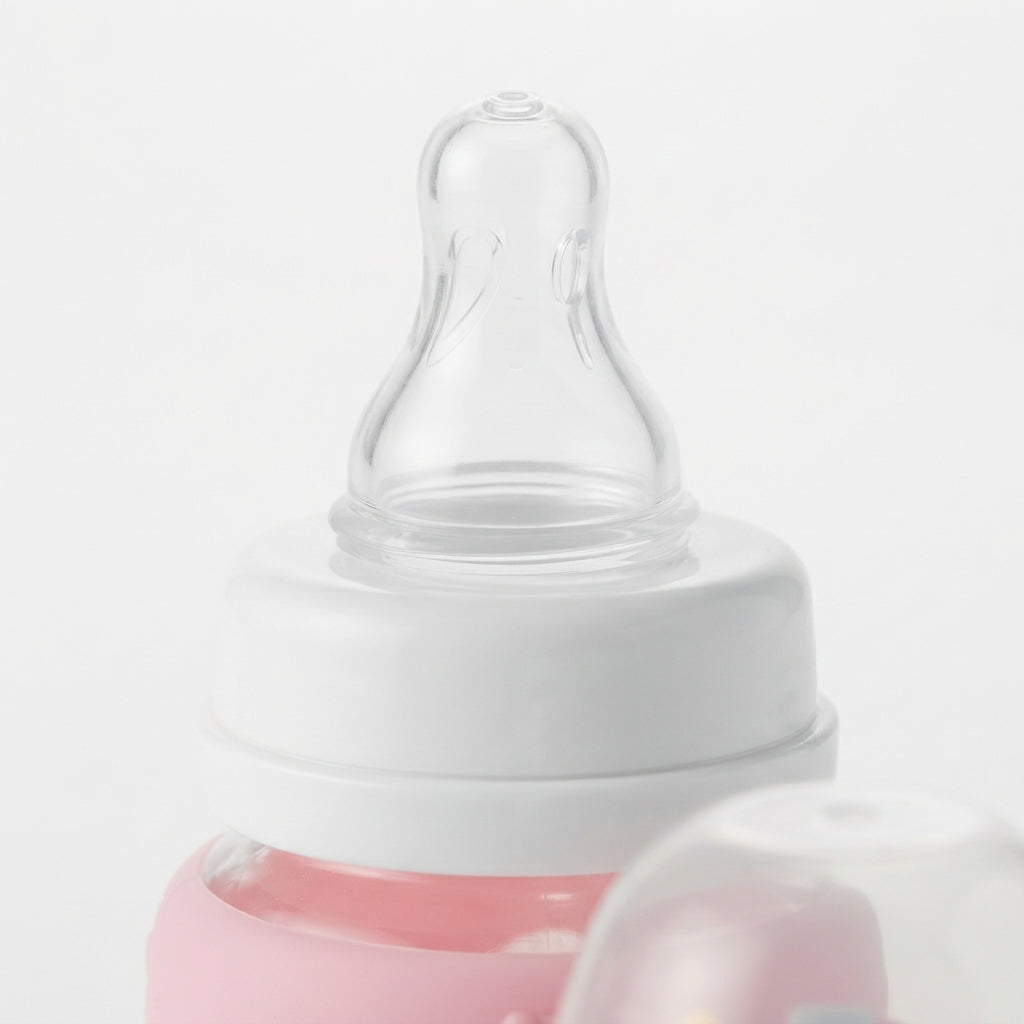 BABY GLASS FEEDER PINK RATTLE CAP YES