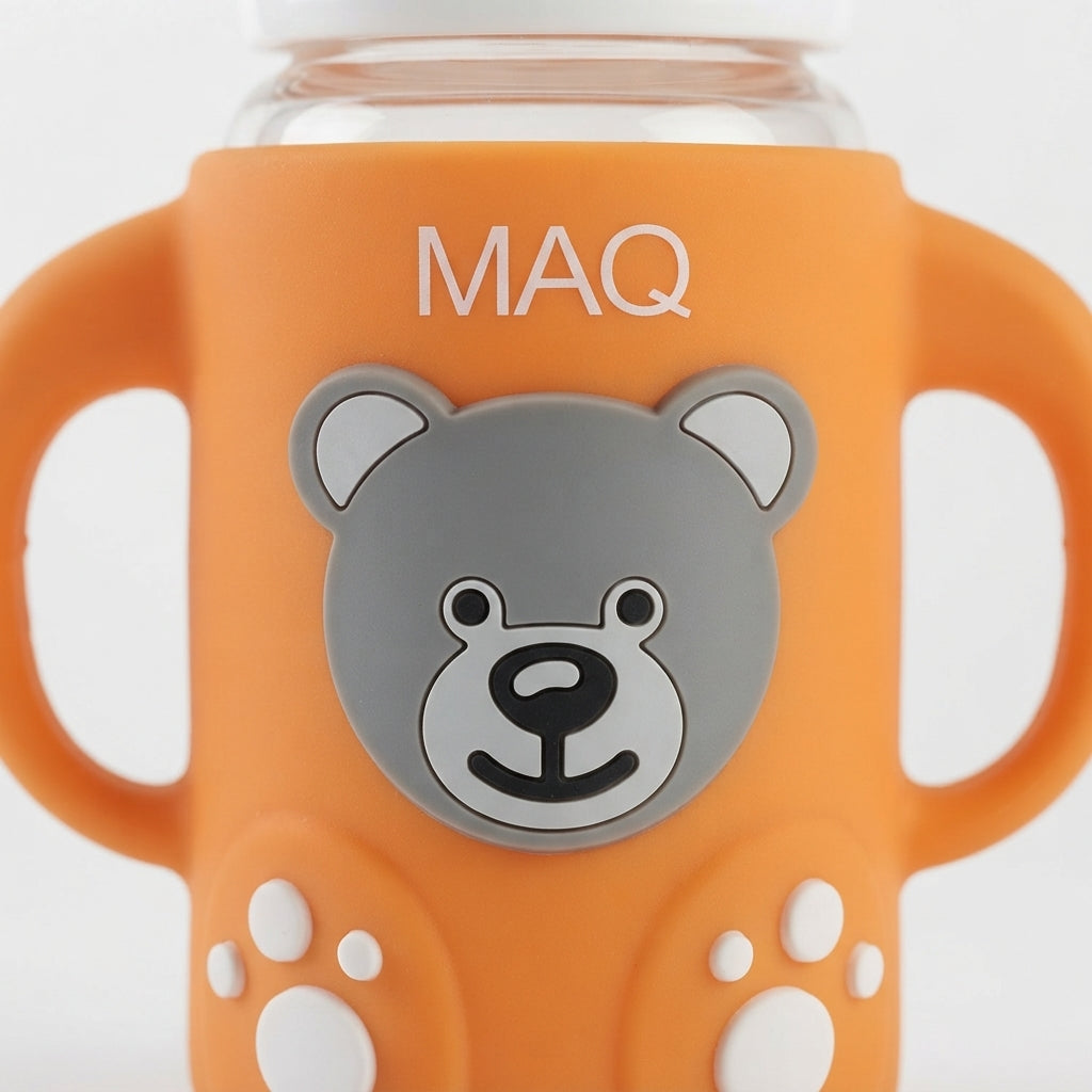 BABY FEEDING GLASS BOTTLE BEAR ORANGE MAQ