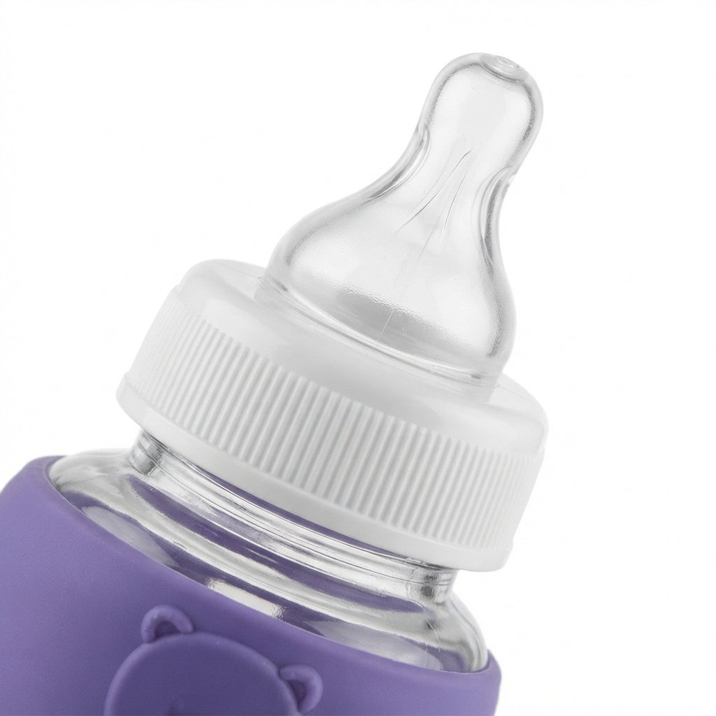 BABY GLASS FEEDER BEAR DARK PURPLE YES