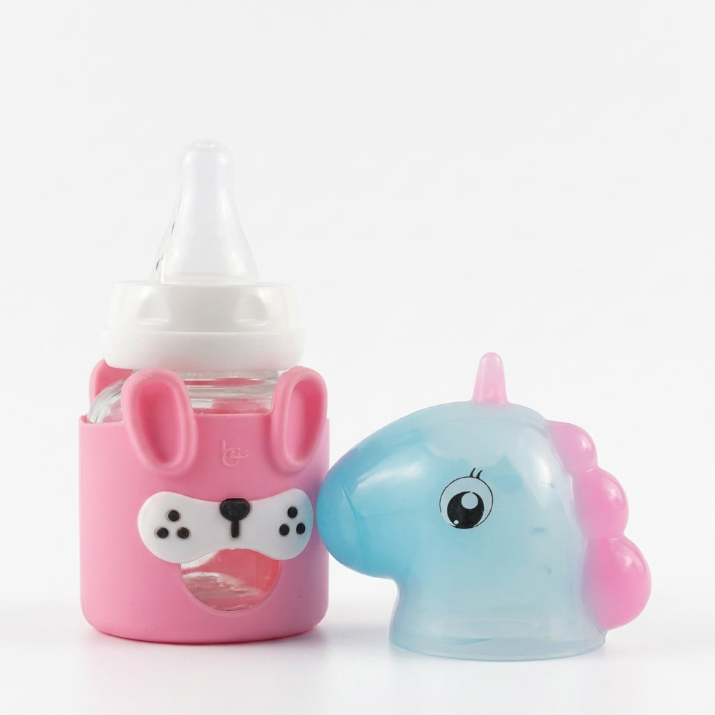 BABY GLASS FEEDER UNICORN PINK