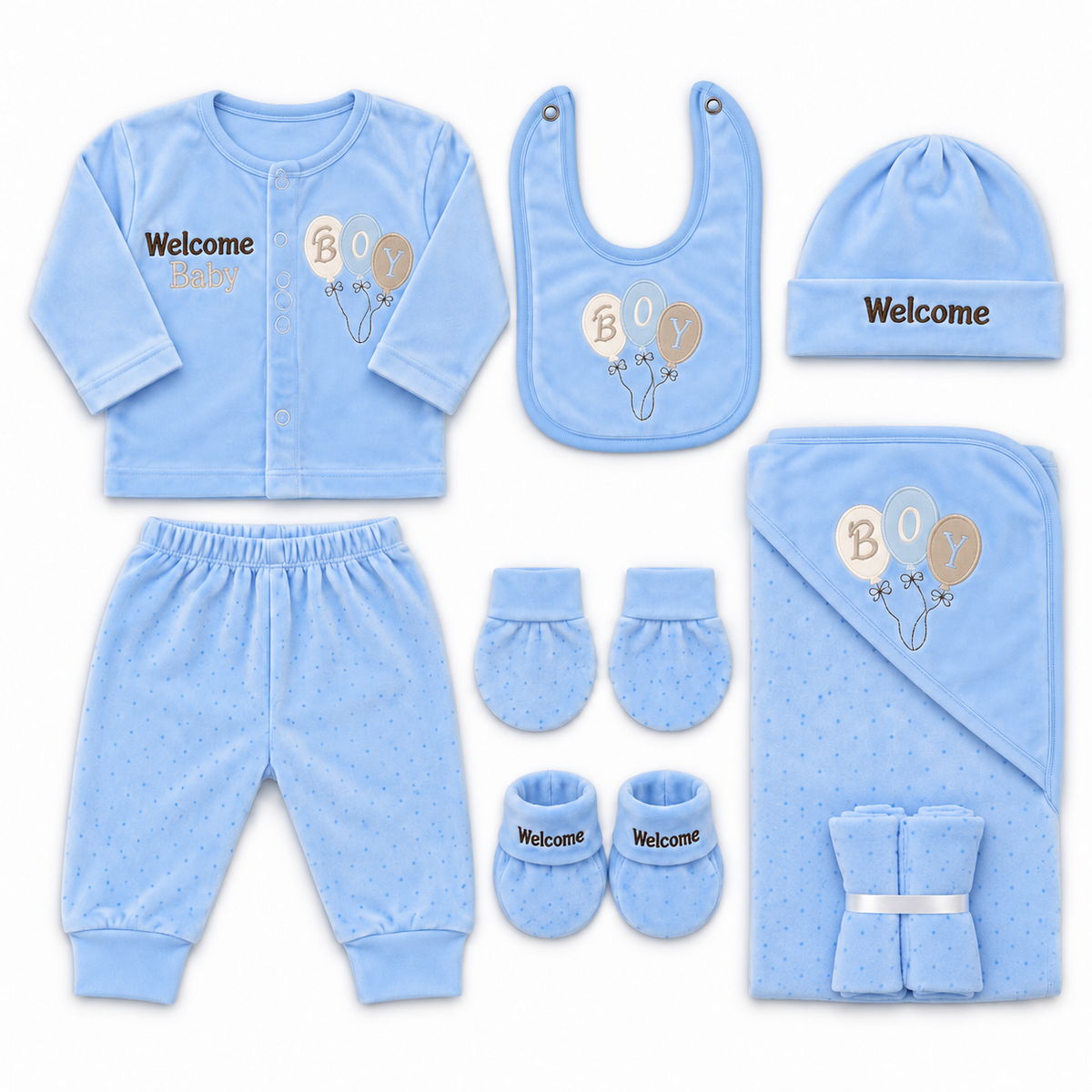 NEWBORN BABY 11 PCS BLOR WELCOME BABY STARTER SET – BLUE
