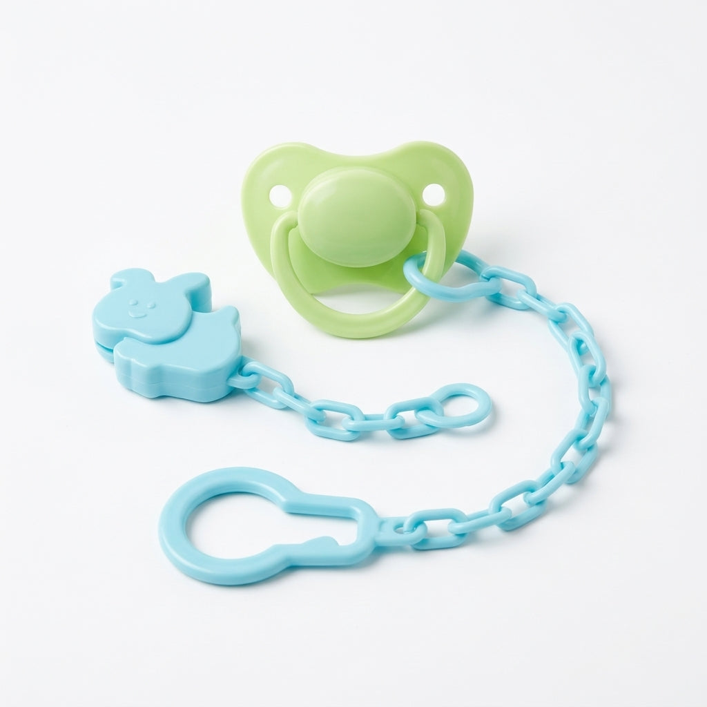BABY PACIFIER WITH CHAIN CACTUS GREEN
