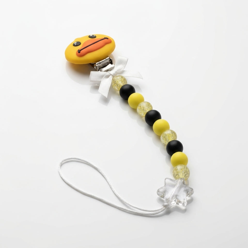 BABY PACIFIER CHAIN HOLDER DUCK YELLOW