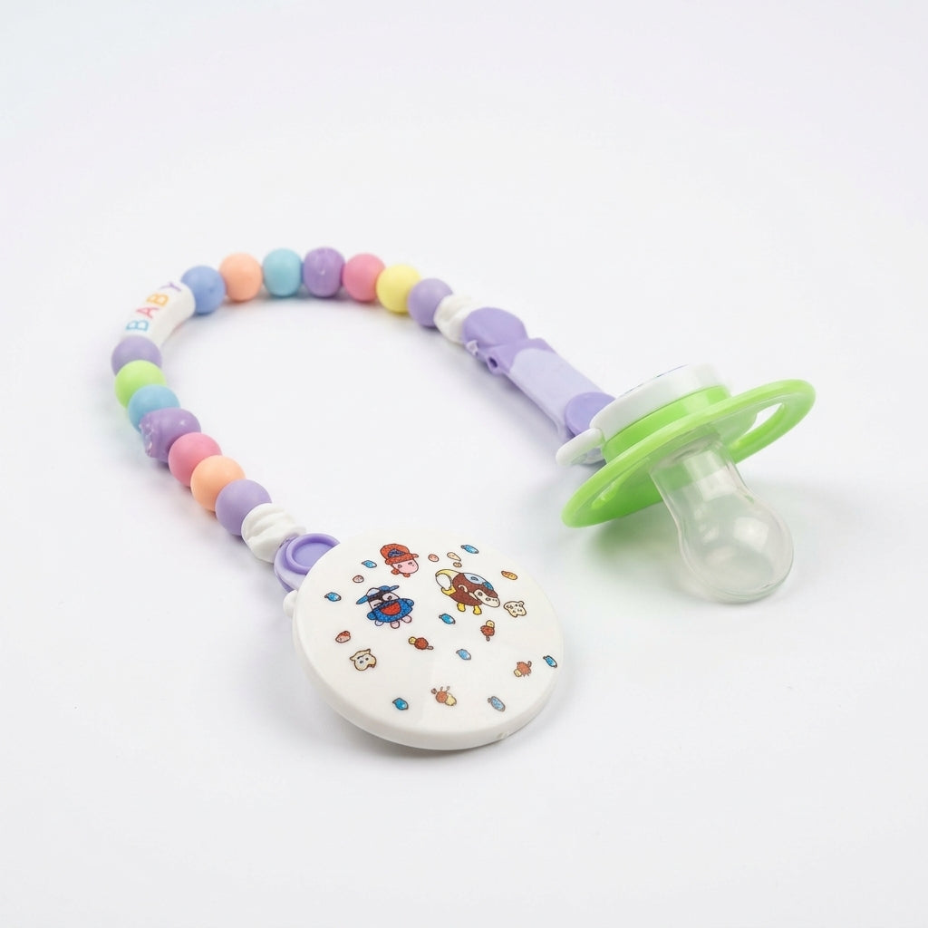 BABY PACIFER WITH CHAIN PURPLE