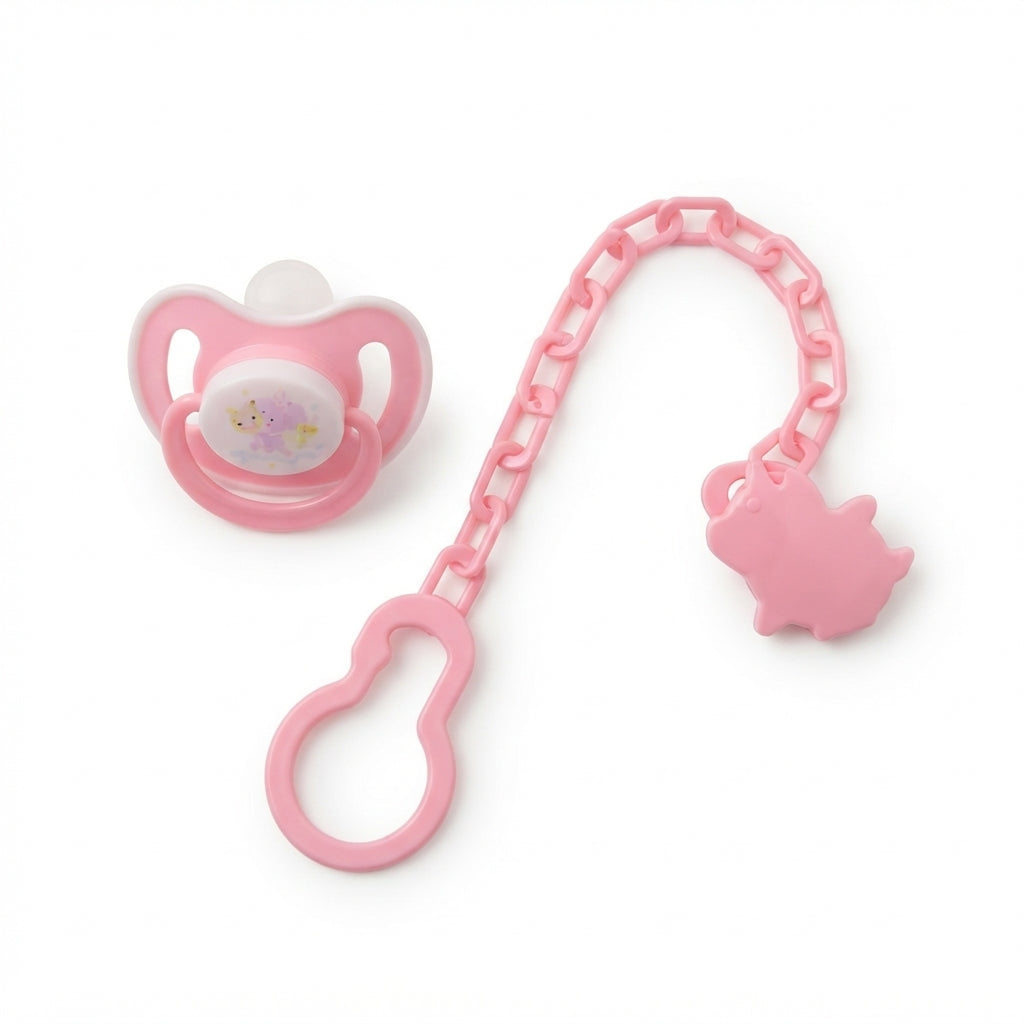 BABY PACIFIER SILICONE WITH CHAIN PINK