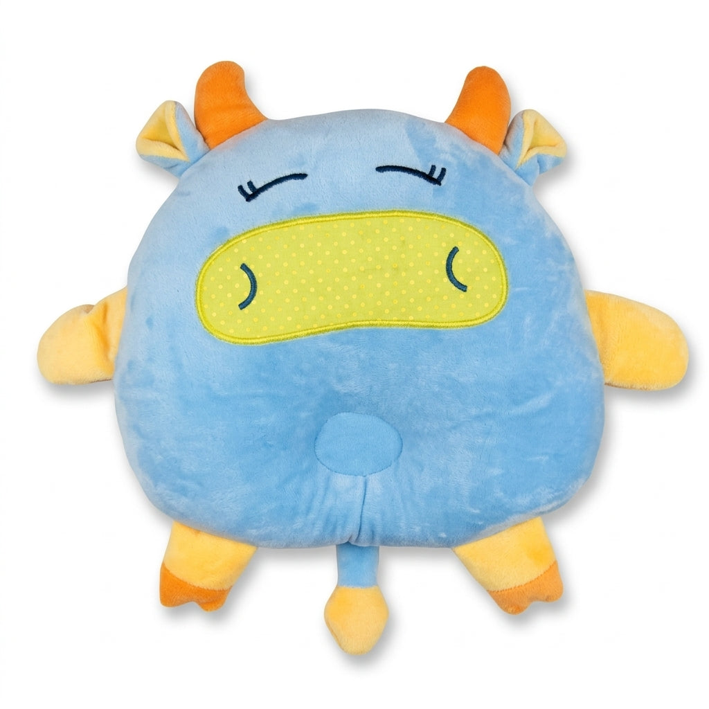 CUTE CARTOON FACE MULTI-COLOR PLUSH PILLOW TOY BLUE & YELLOW