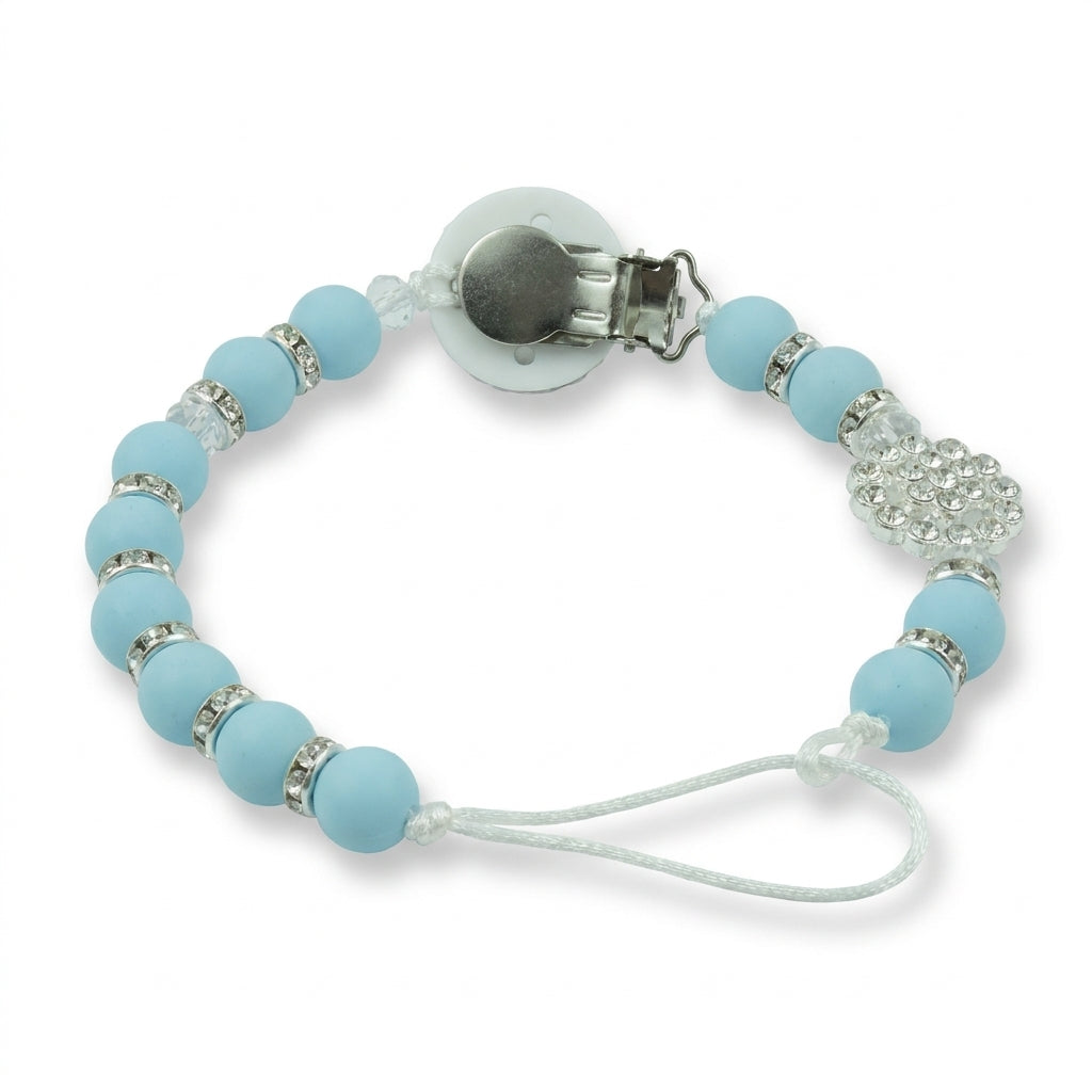 BABY PACIFIER CHAIN HOLDER I LOVE MOM BLUE