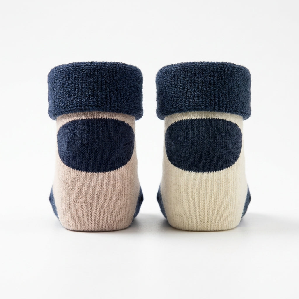 2 PACK TERRY COTTON SOCKS CHARCOAL BLACK & DARK NAVY BLUE (1-2 YEARS)