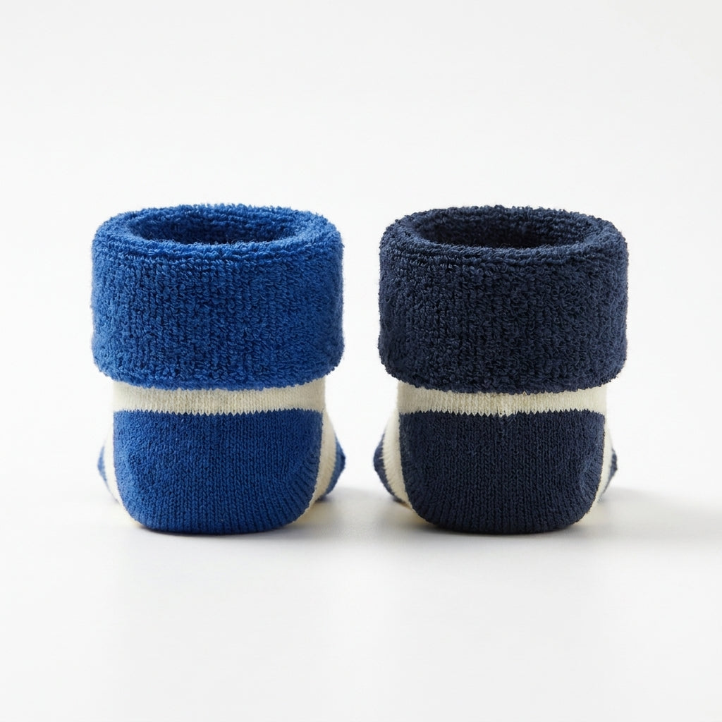 2 PACK TERRY COTTON SOCKS ROYAL BLUE & NAVY BLUE (1-2 YEARS)
