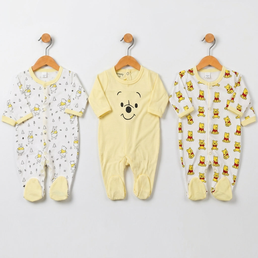 Baby Winter Footed Rompers 3-Pack | Winnie the Pooh – Yellow