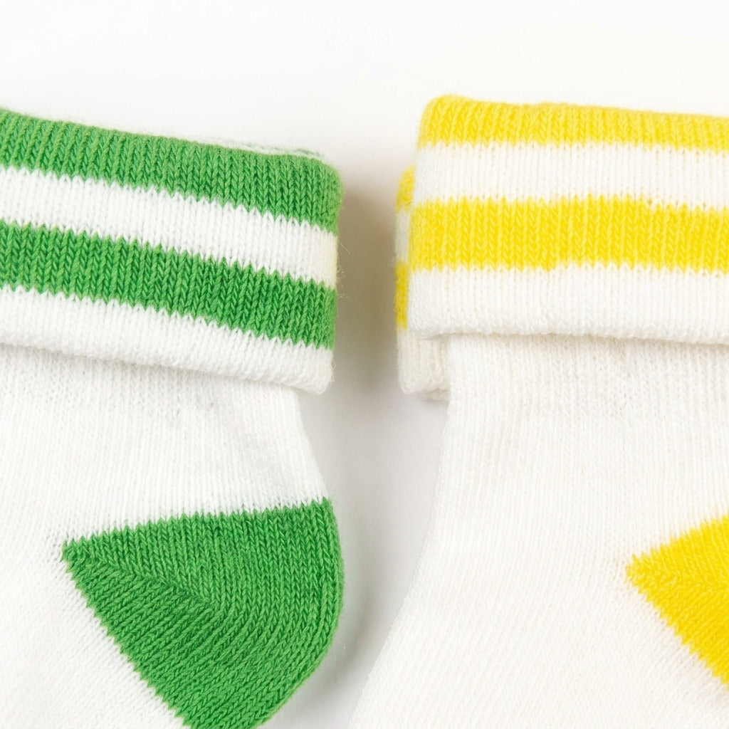 BABY STRIPED COTTON SOCKS PACK OF 2 (GREEN & YELLOW)(0-3M)