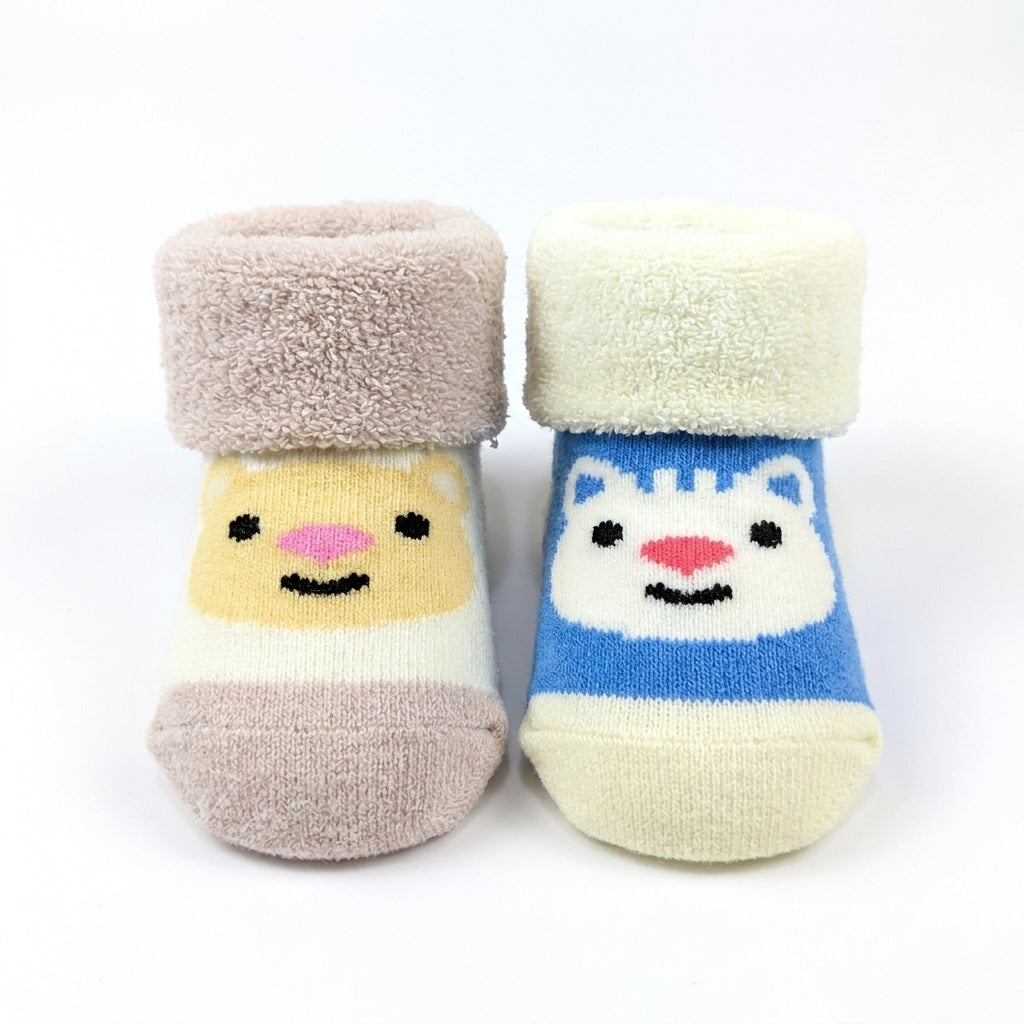 2 PACK TERRY COTTON SOCKS SKY BLUE & OFF WHITE (1-2 YEARS)