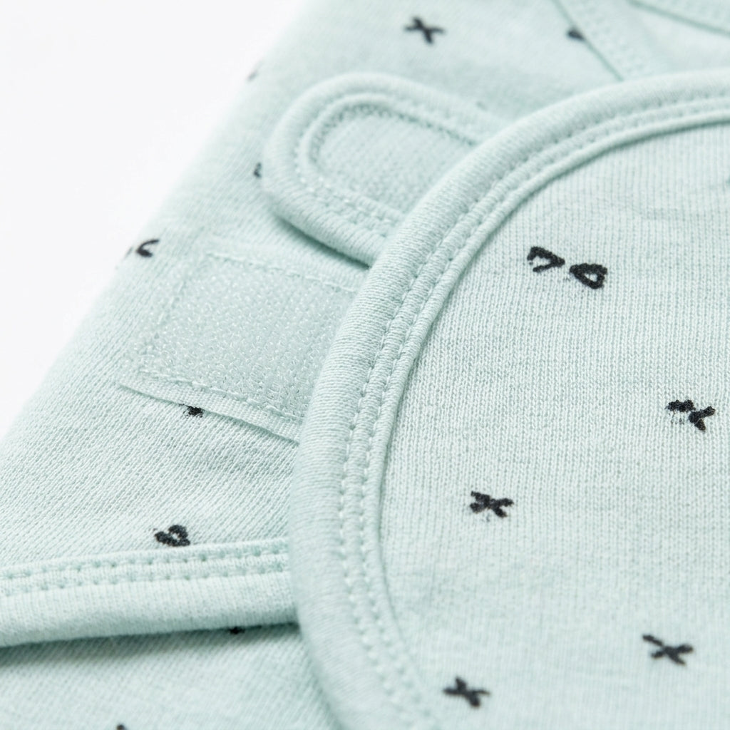 SOFT FABRIC BABY SWADDLE WRAP LIGHT MINT GREEN BOAT & DOT PRINT KIDZO
