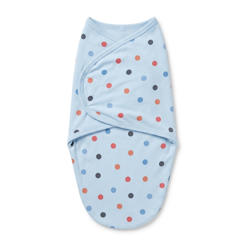 BABY ADJUSTABLE SWADDLE DOTED BLUE KIDZO