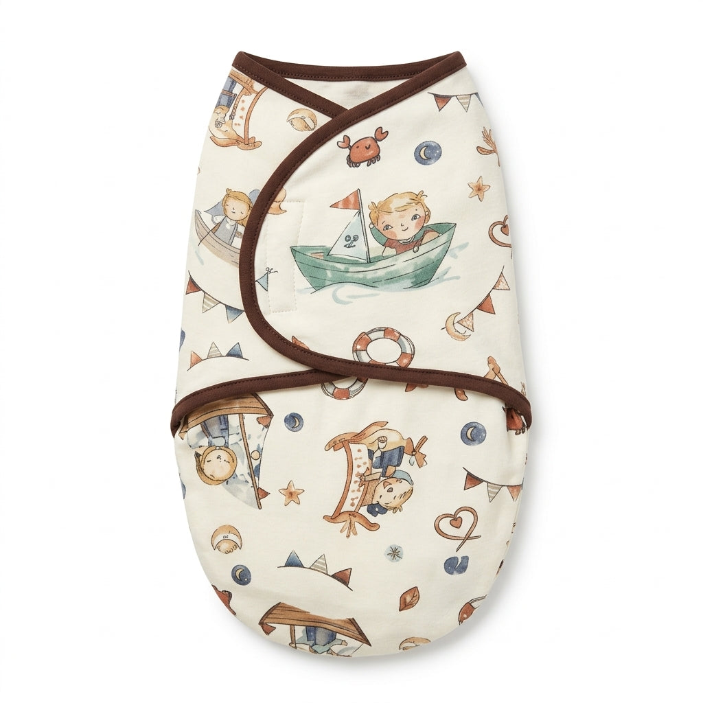 BABY ADJUSTABLE SWADDLE SHIP TEDDY BEAR GREEN