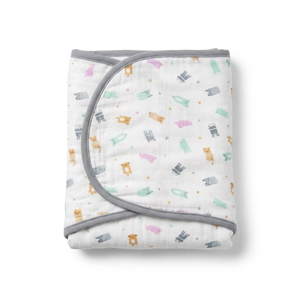 KIDZO SWADDLEME BABY WRAP ANIMAL PRINT GREEN (7-14lbs)