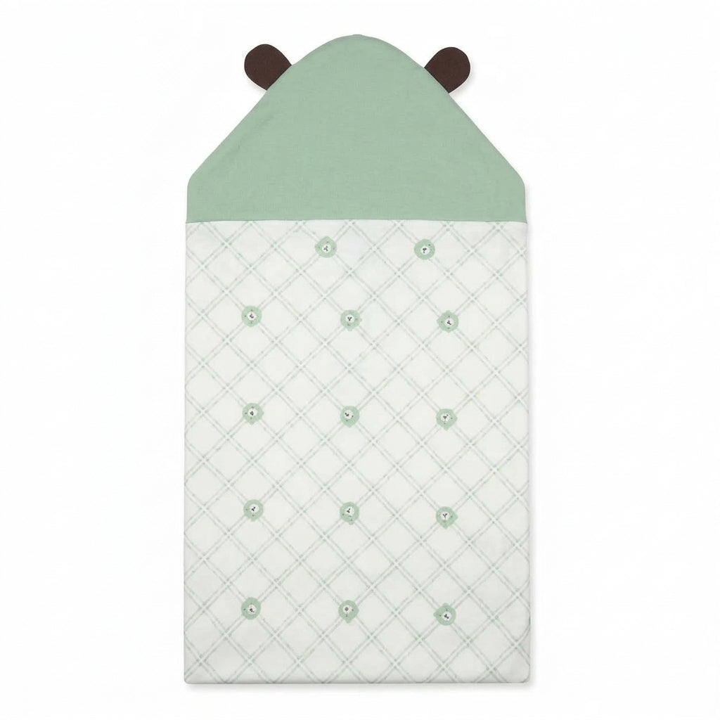BABY WRAPPING SHEET MUSTARD BEAR GREEN