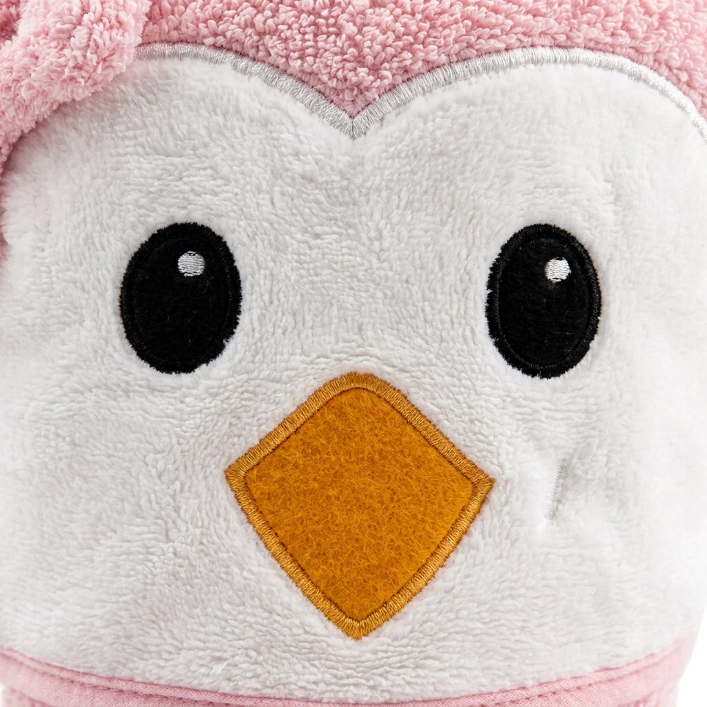BABY BATH TOWEL PENGUIN PINK