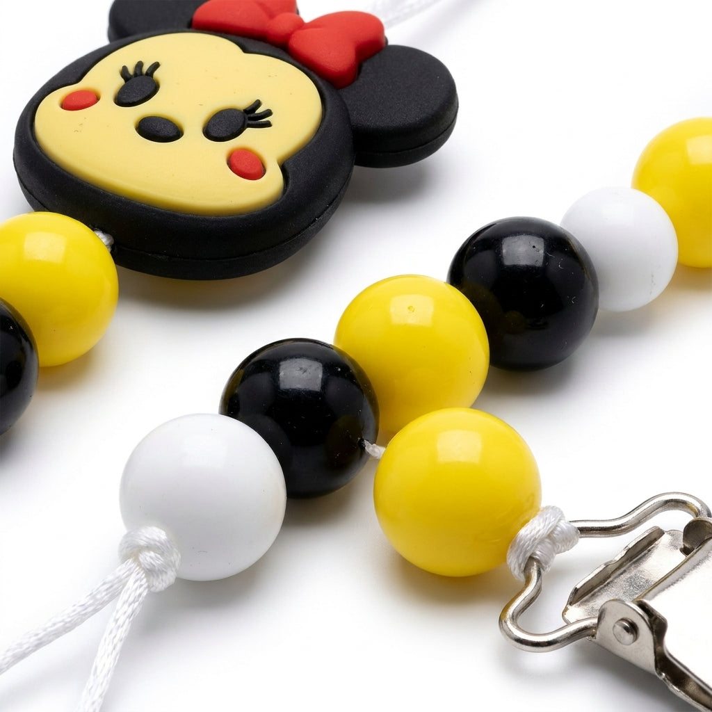 BABY PACIFIER CHAIN HOLDER MICKEYMOUSE YELLOW