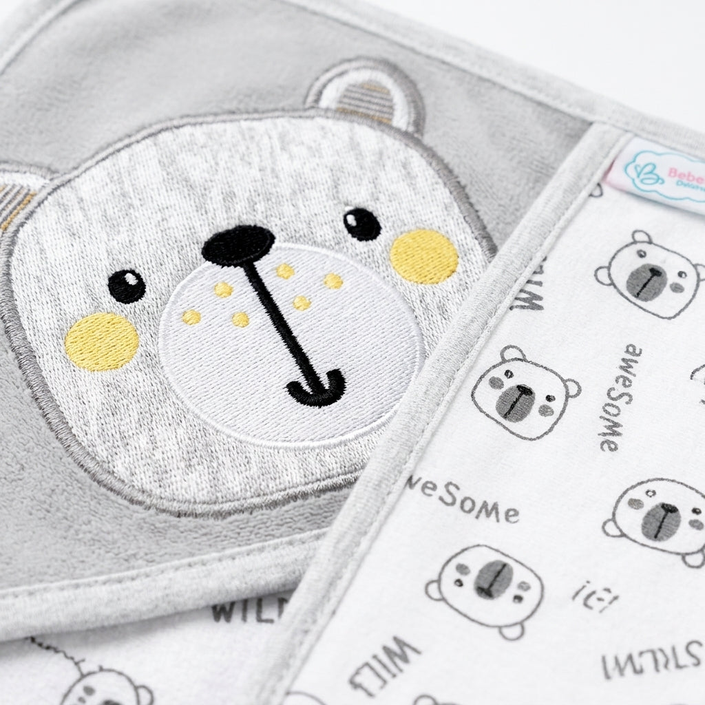 BABY WRAPPING SHEET BEAR BOX GREY