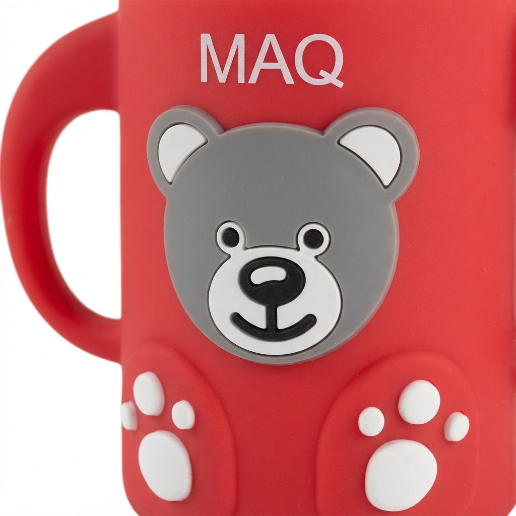 BABY FEEDING GLASS BOTTLE BEAR RED MAQ