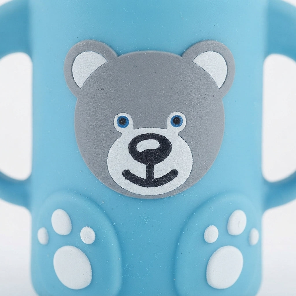 BABY FEEDING GLASS BOTTLE BEAR CYAN MAQ