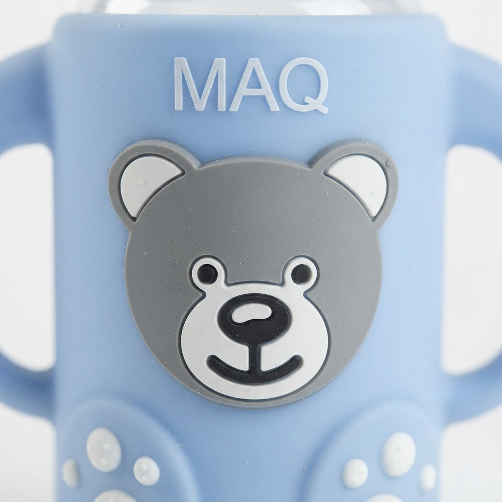 BABY FEEDING GLASS BOTTLE BEAR BLUE MAQ