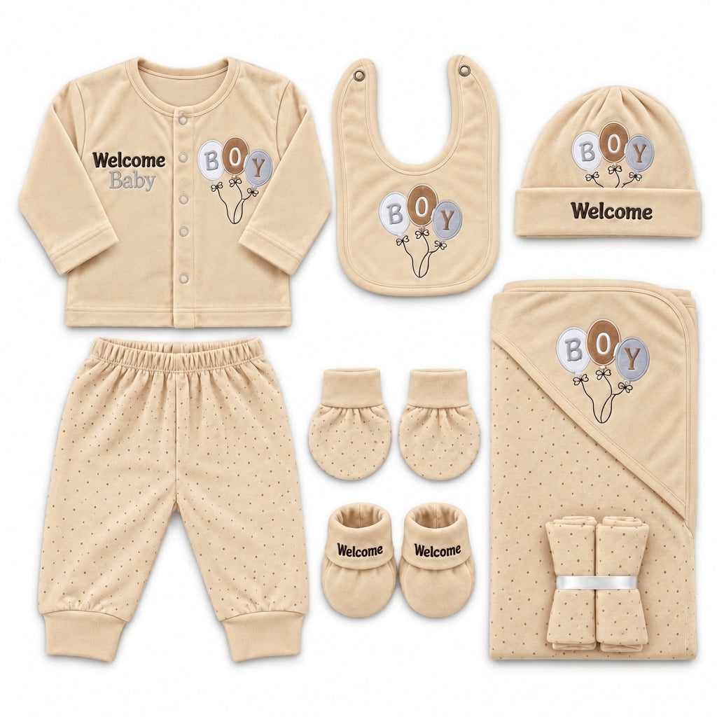 NEWBORN BABY 11 PCS BLOR WELCOME BABY STARTER SET – BROWN