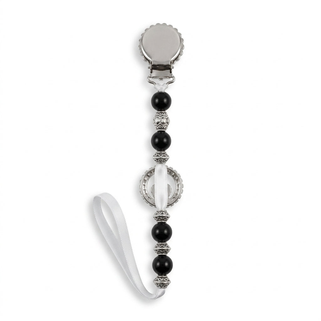 BABY PACIFIER CHAIN HOLDER FANCY BLACK