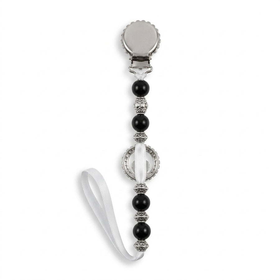 BABY PACIFIER CHAIN HOLDER FANCY BLACK