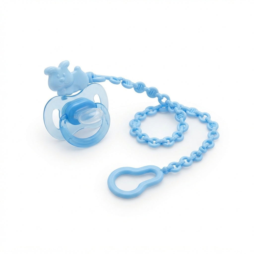BABY PACIFIER WITH CHAIN BUTTERFLY BLUE
