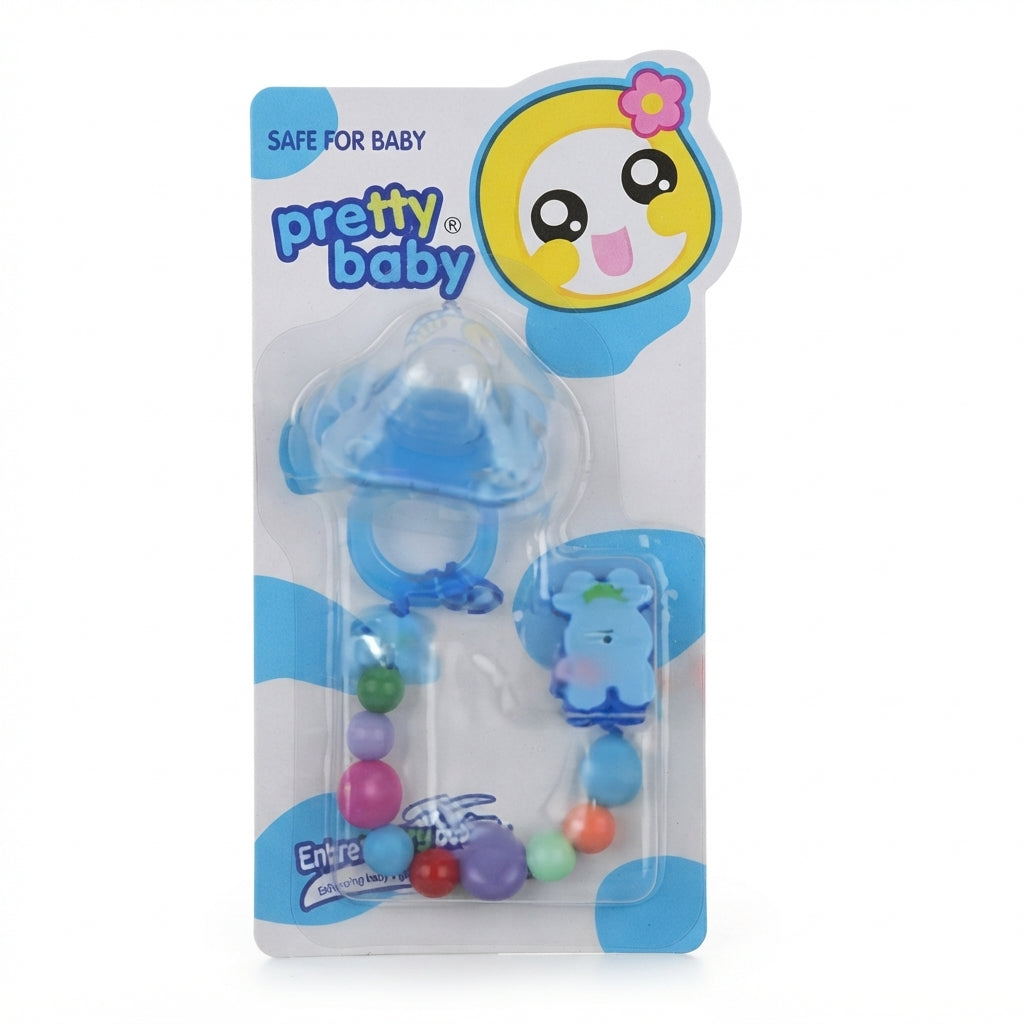BABY PACIFIER SILICONE WITH CHAIN BLUE