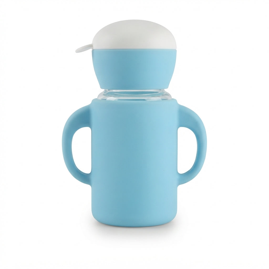 BABY FEEDING GLASS BOTTLE BEAR CYAN MAQ