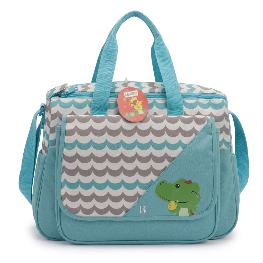 BABY BAG CHINA CUTE DINOSAUR MOTIF CYAN